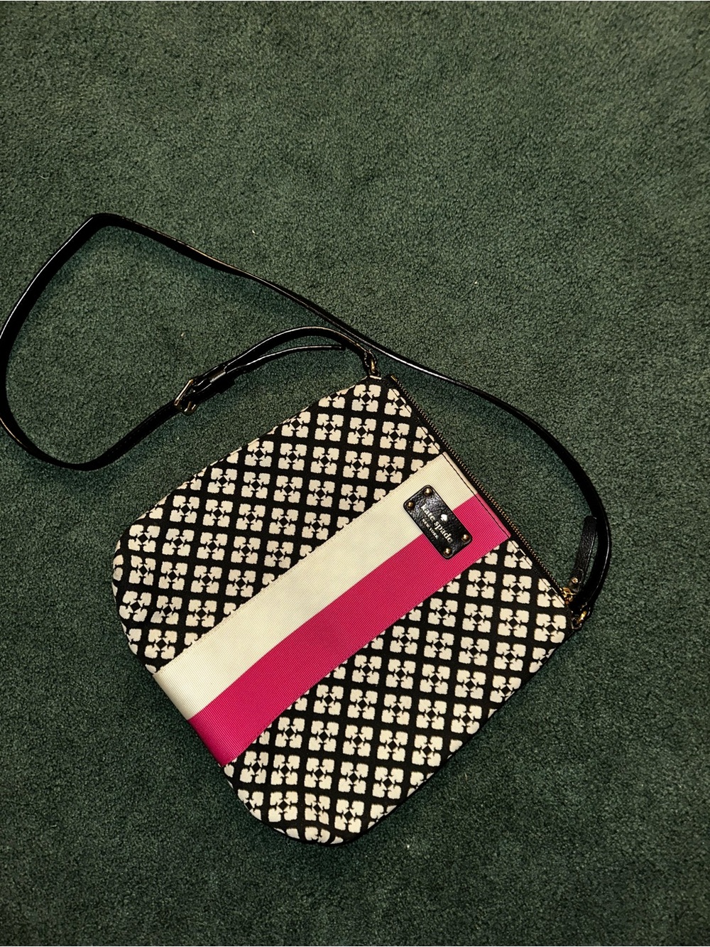 kate spade Black, White & Pink Patterned Crossbody